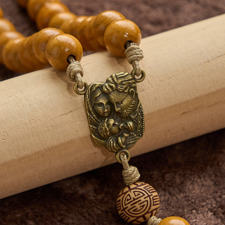 Christianartworkshop Sacra Famiglia e Crocifisso in perline di legno d'ulivo da 10 mm, Rosario fatto a mano per la preghiera sacra - image 5