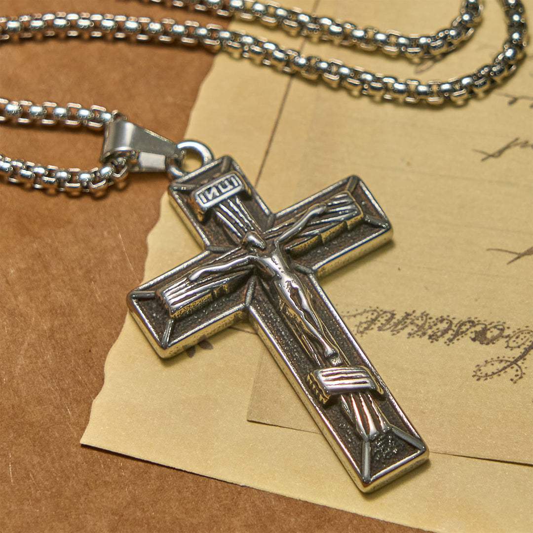 Collana con ciondolo crocifisso in stile classico retrò Christianartworkshop : un emblema fedele - Crocifisso - image 0