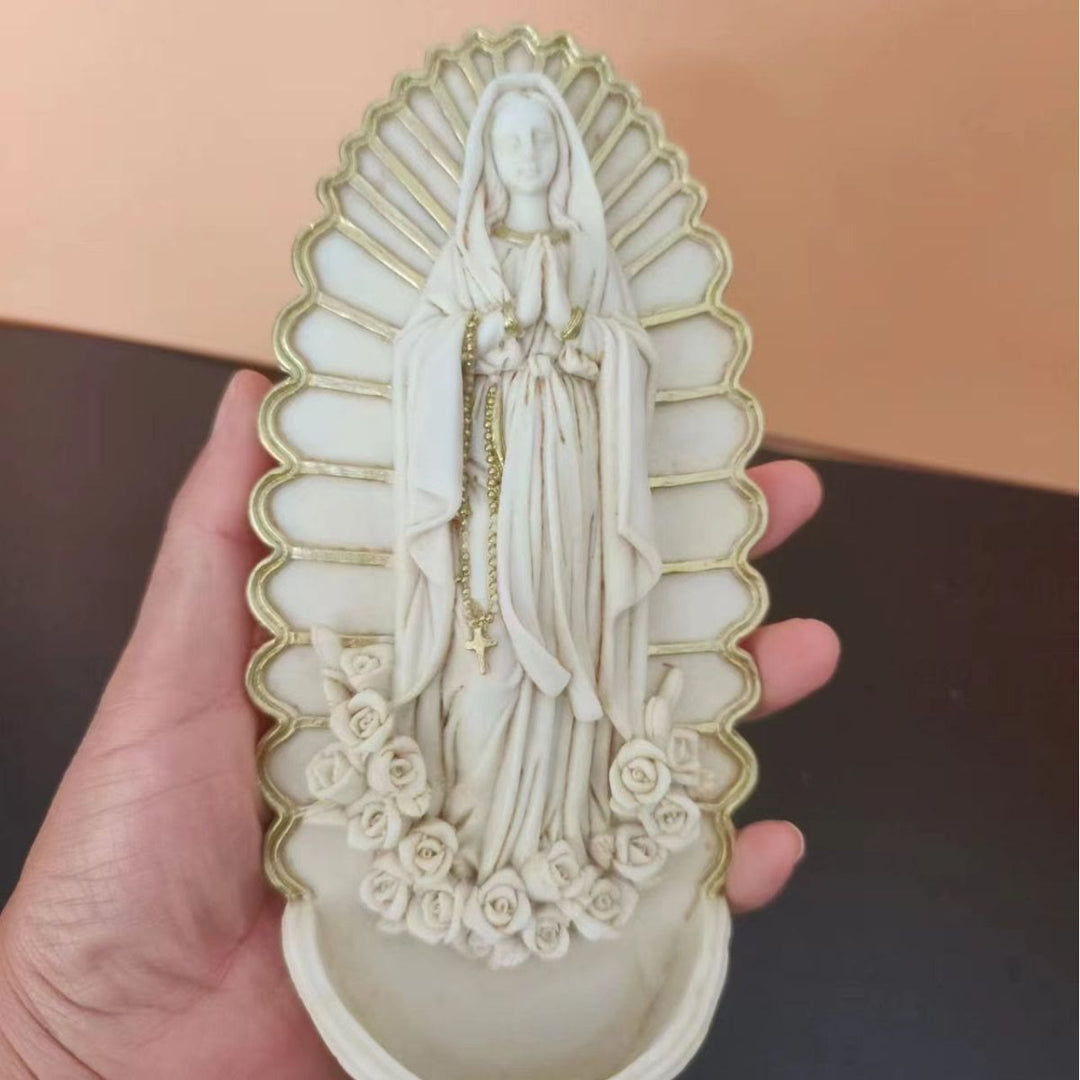 Christianartworkshop Statua di Maria da parete, scultura di un personaggio, acquasantiera  - image 6