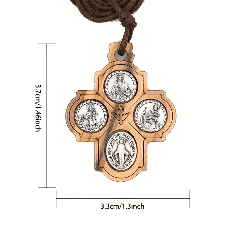 Collana classica con croce a quattro vie in legno d'ulivo Christianartworkshop : un raro e sacro segno di fede - image 5