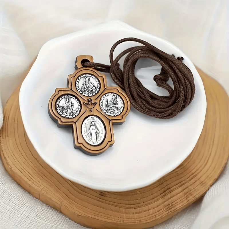 Collana con croce carmelitana in legno d'ulivo 5 in 1 Christianartworkshop - Collana - image 0