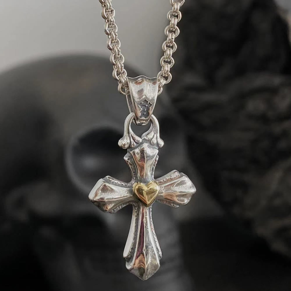 Collana vintage in argento sterling 925 Christianartworkshop con ciondoli di Maria e croce: emblema di fede e devozione - Attraverso - image 1