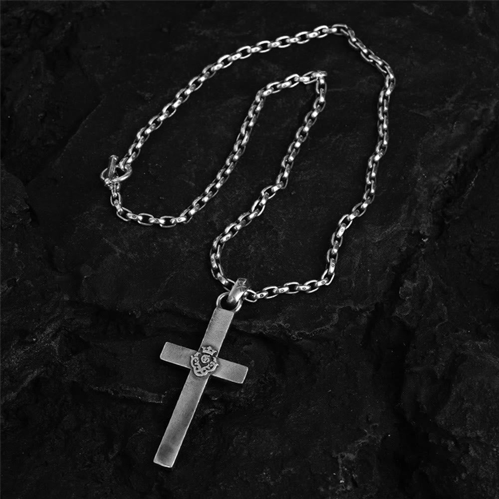 Collana con croce classica e minimalista in argento sterling 925 Christianartworkshop : un simbolo di fede sottile e sacro - Argento Sterling 925 - image 0
