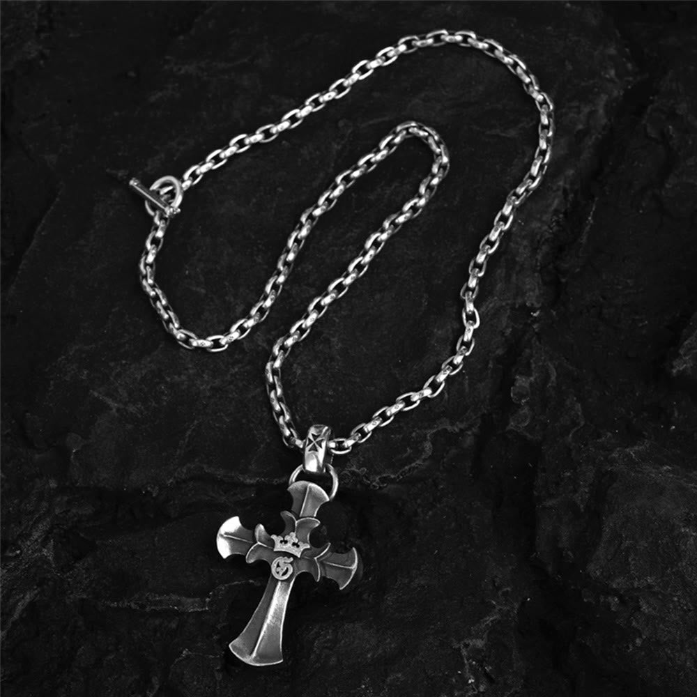 Collana vintage con croce e corona in argento sterling 925 Christianartworkshop : un simbolo senza tempo di devozione religiosa - image 1