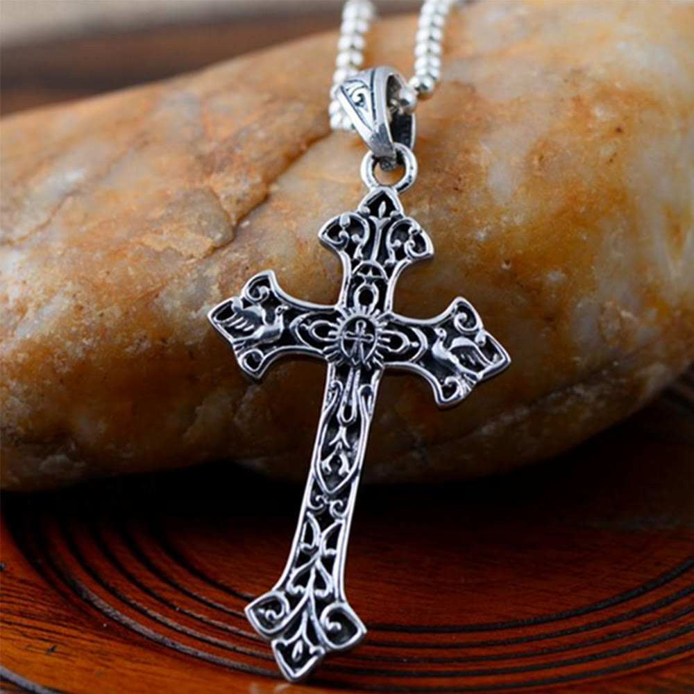 Collana con croce in argento sterling 925, stile vintage e minimalista, Christianartworkshop : simbolo distintivo di fede - Argento Sterling 925 - image 0