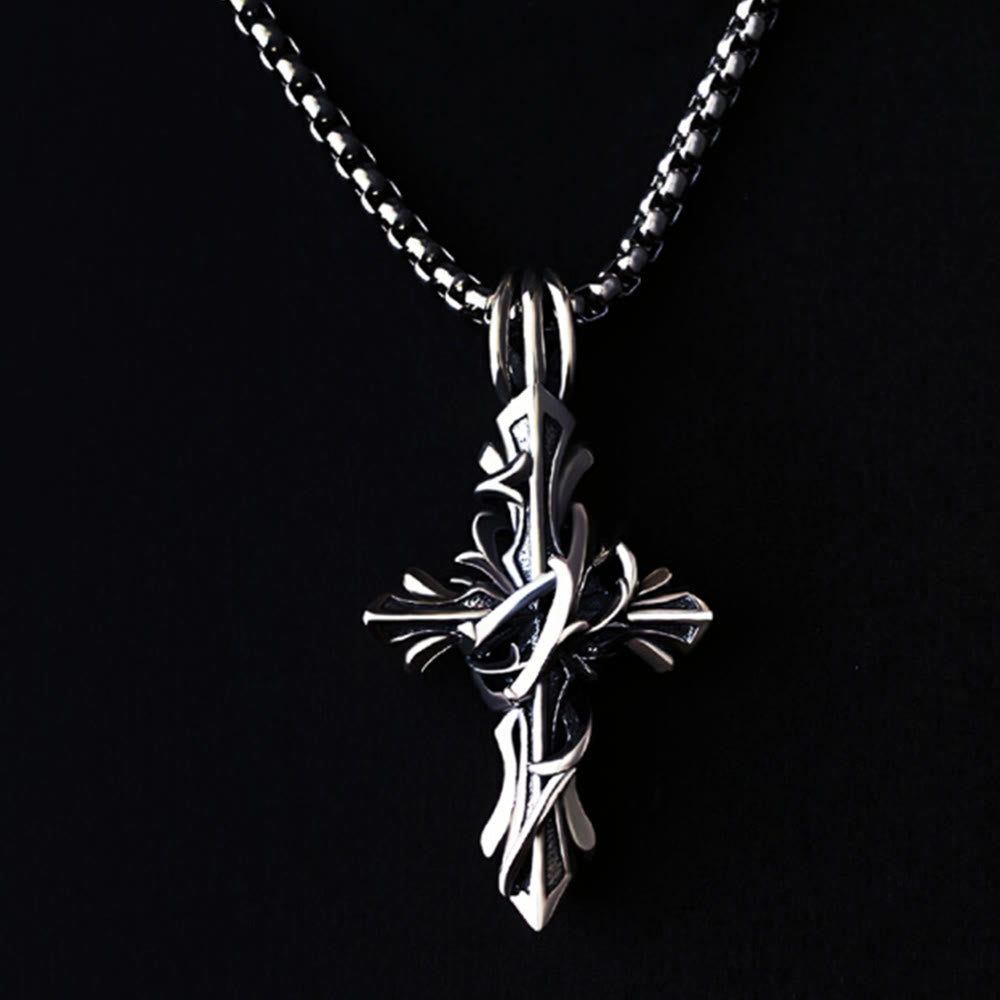 Collana con croce vintage e minimalista in argento sterling 925 Christianartworkshop : un simbolo senza tempo di devozione spirituale. - Argento sterling 925 - image 0