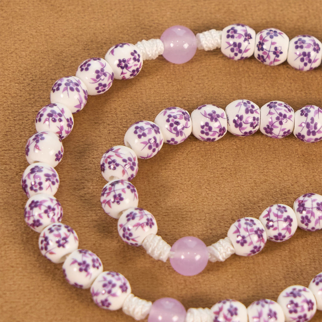 Christianartworkshop Medaglia miracolosa e croce di perle di ceramica a forma di fiore da 8 mm Rosario fatto a mano per la preghiera sacra - image 7