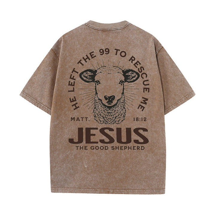 Christianartworkshop "Ha lasciato il 99 per salvarmi" T-shirt unisex lavata - Caffè - 5XL - image 8