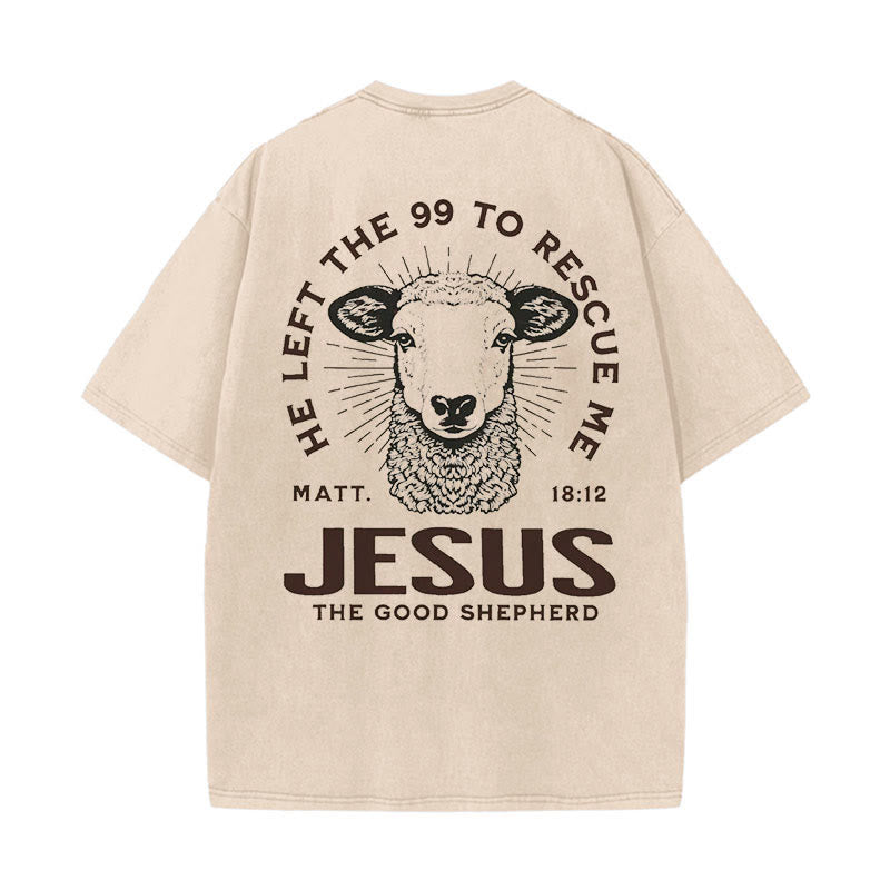 Christianartworkshop "Ha lasciato il 99 per salvarmi" T-shirt unisex lavata - Albicocca - 5XL - image 12