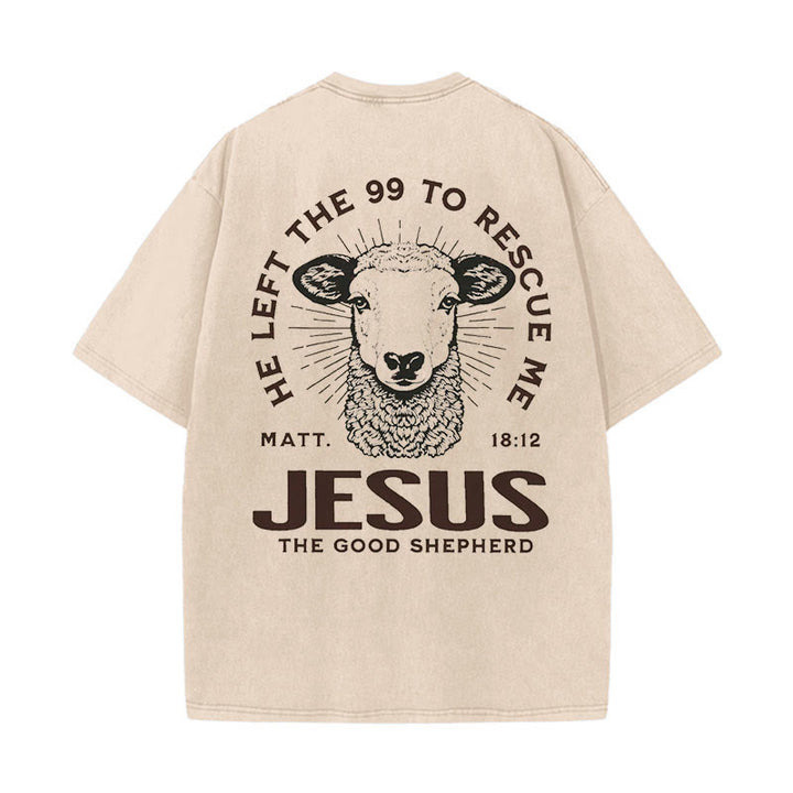 Christianartworkshop "Ha lasciato il 99 per salvarmi" T-shirt unisex lavata - Albicocca - 5XL - image 12