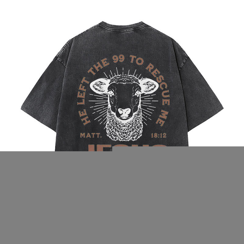 Christianartworkshop "Ha lasciato il 99 per salvarmi" T-shirt unisex lavata - Nero - 5XL - image 0