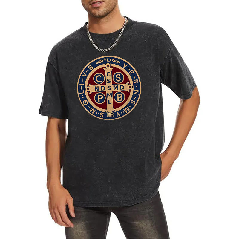 Christianartworkshop Medaglia di San Benedetto Santa Croce T-shirt unisex lavata - image 2