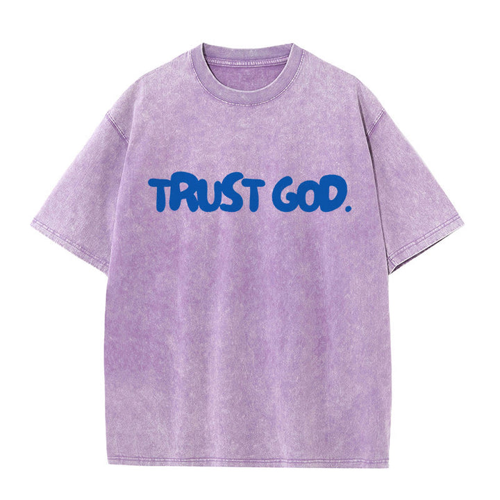 Christianartworkshop Trust In God T-shirt unisex lavata - Viola - 5XL - image 9