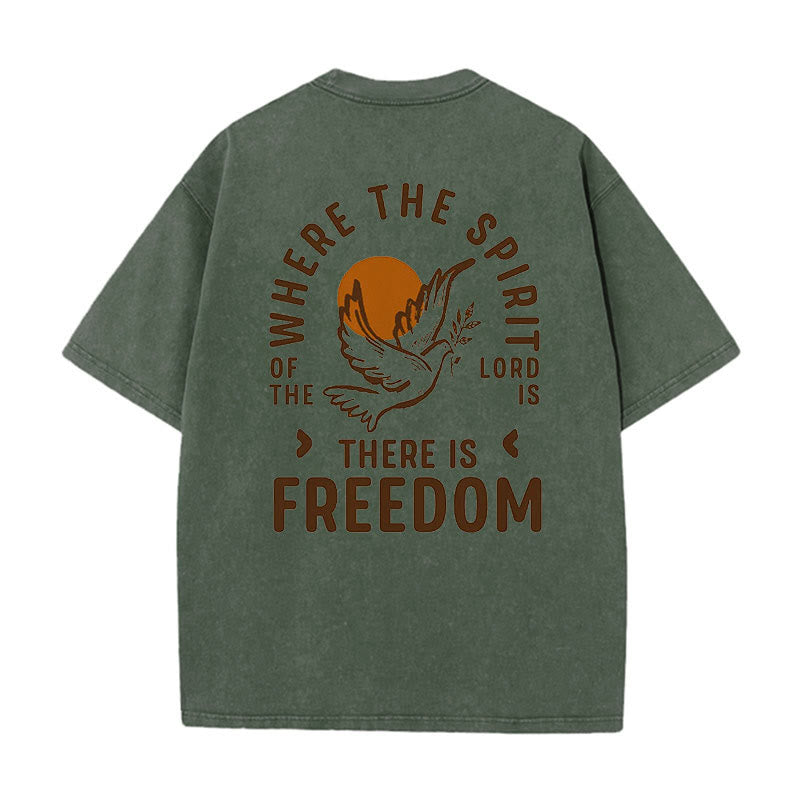 Christianartworkshop Spirito del Signore e Libertà T-shirt unisex lavata - Verde militare - 5XL - image 9