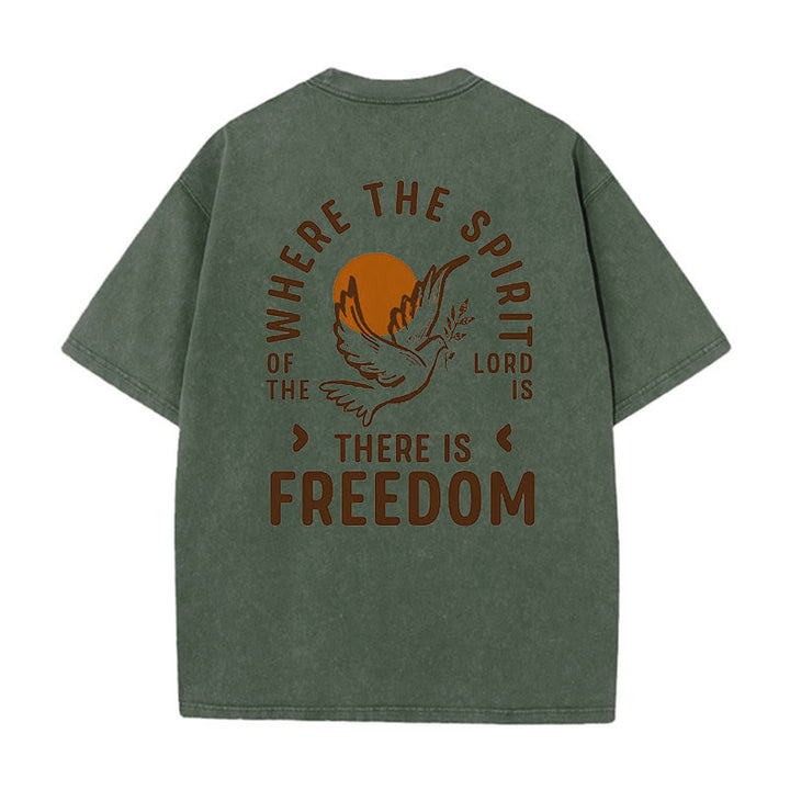 Christianartworkshop Spirito del Signore e Libertà T-shirt unisex lavata - Verde militare - 5XL - image 9