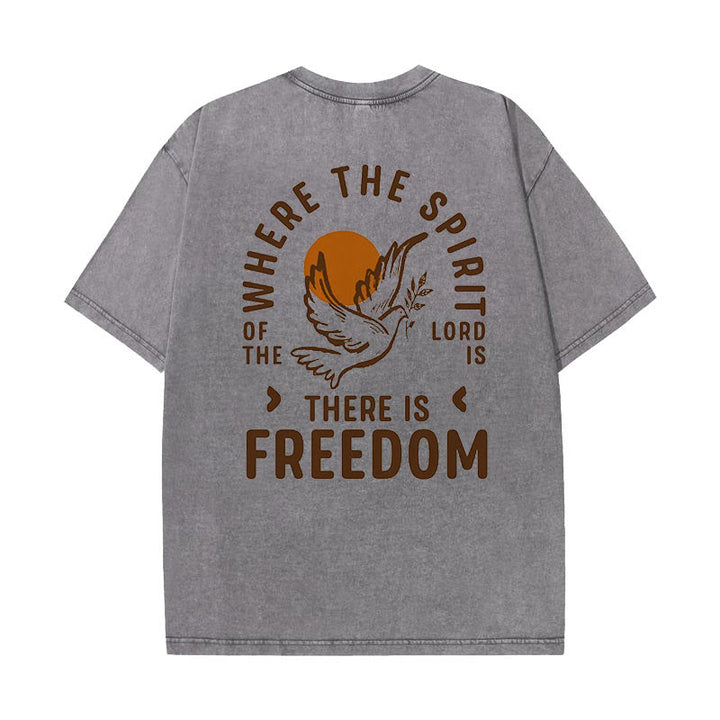 Christianartworkshop Spirito del Signore e Libertà T-shirt unisex lavata - Grigio - 5XL - image 7