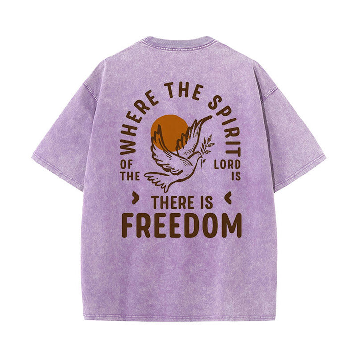 Christianartworkshop Spirito del Signore e Libertà T-shirt unisex lavata - Viola - 5XL - image 13