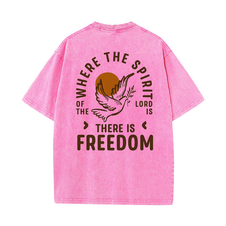 Christianartworkshop Spirito del Signore e Libertà T-shirt unisex lavata - Rosa - 5XL - image 11