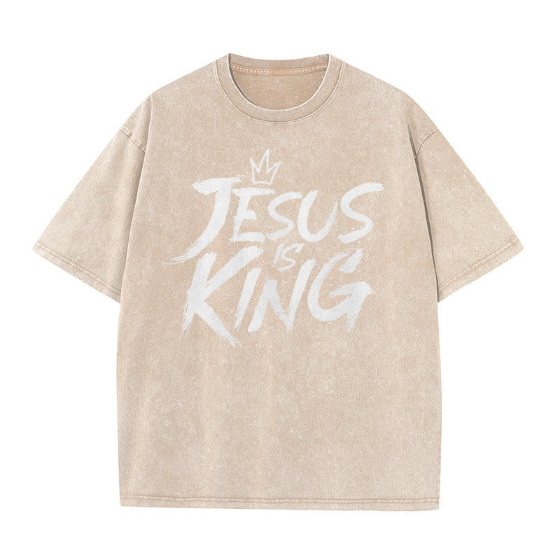 Christianartworkshop Maglietta unisex lavata Jesus Is King - Albicocca - 5XL - image 4