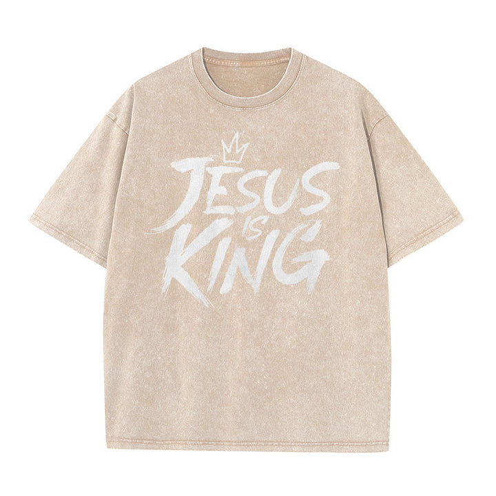 Christianartworkshop Maglietta unisex lavata Jesus Is King - Albicocca - 5XL - image 4