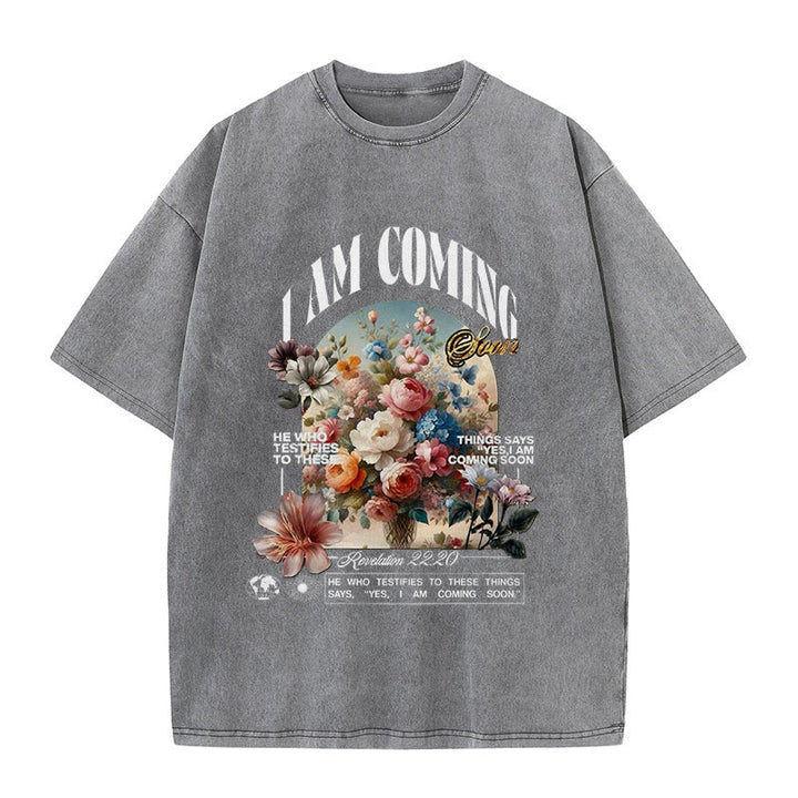 Christianartworkshop I Am Coming Soon - Maglietta unisex lavata - Grigio - 5XL - image 10