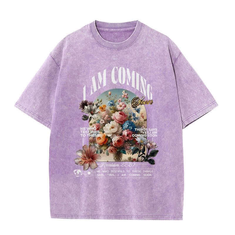 Christianartworkshop I Am Coming Soon - Maglietta unisex lavata - Viola - 5XL - image 9