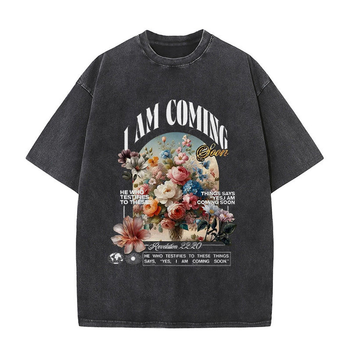 Christianartworkshop I Am Coming Soon - Maglietta unisex lavata - Nero - 5XL - image 0