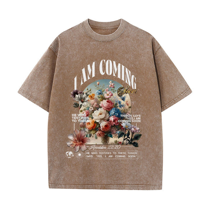 Christianartworkshop I Am Coming Soon - Maglietta unisex lavata - Caffè - 5XL - image 11