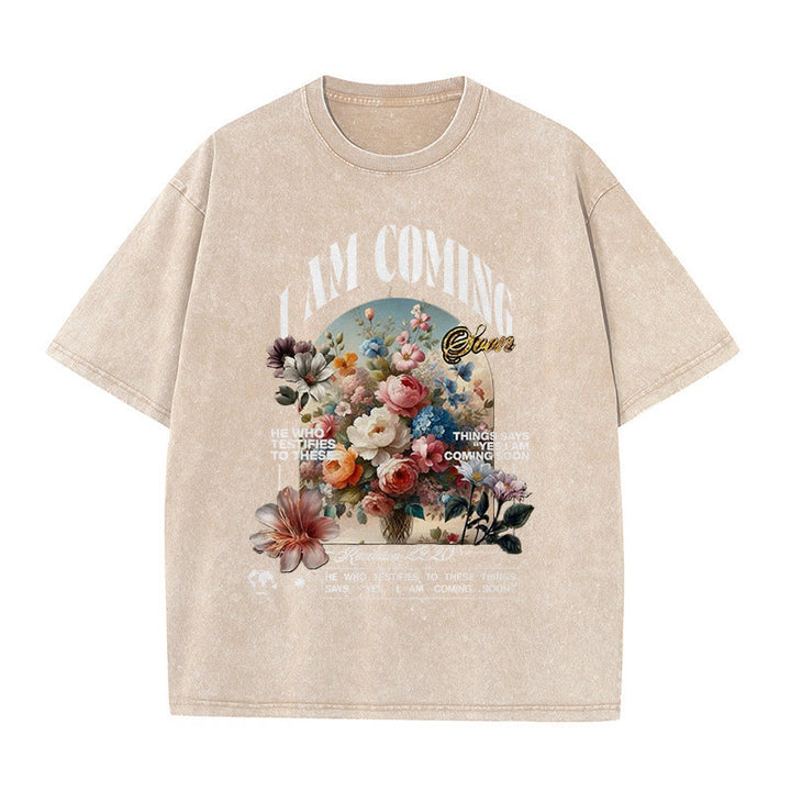 Christianartworkshop I Am Coming Soon - Maglietta unisex lavata - Albicocca - 5XL - image 4