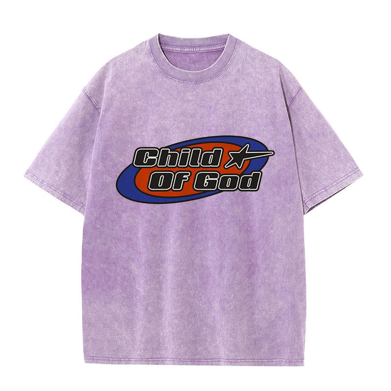 Christianartworkshop Maglietta unisex lavata con grafica Bambino di Dio - Viola - 5XL - image 6