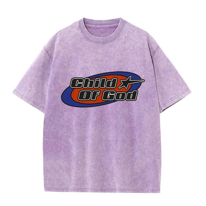 Christianartworkshop Maglietta unisex lavata con grafica Bambino di Dio - Viola - 5XL - image 6