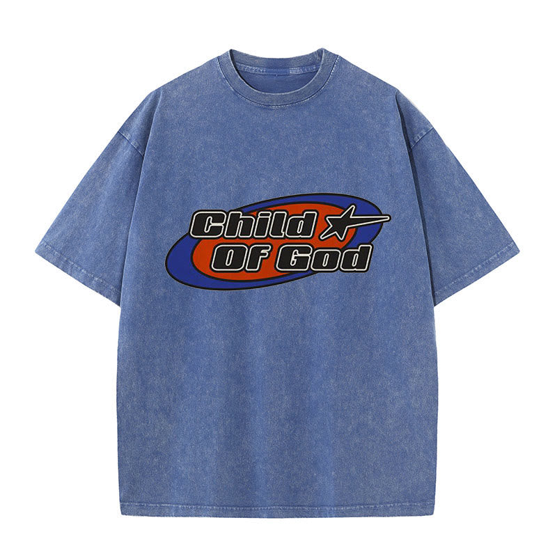 Christianartworkshop Maglietta unisex lavata con grafica Bambino di Dio - Blu - 5XL - image 5