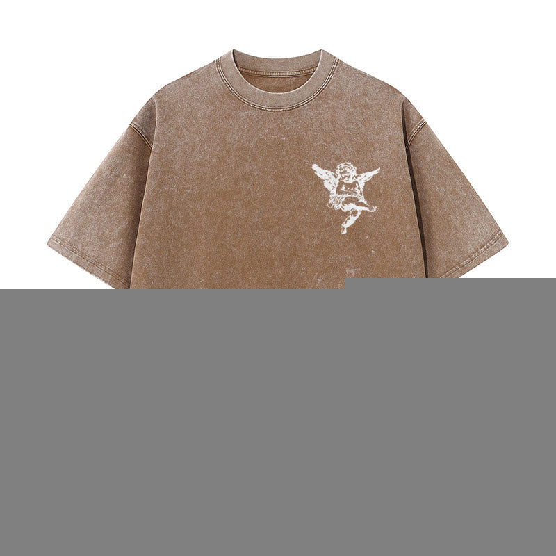 Maglietta unisex lavata ispirata a Christianartworkshop con disegno di cherubino e scritta "Beata" - image 12