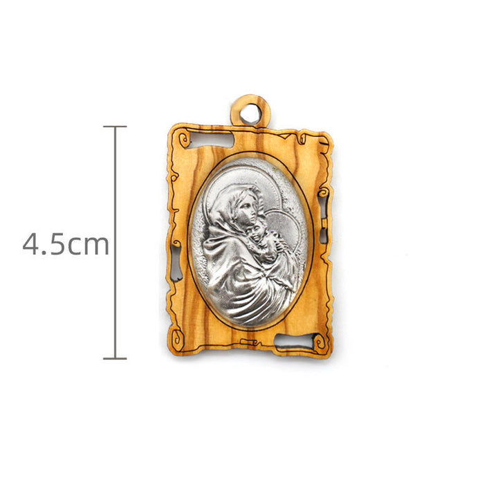 Christianartworkshop Collana con ciondolo della Vergine Maria in legno d'ulivo e metallo: un ricordo devozionale senza tempo - image 3