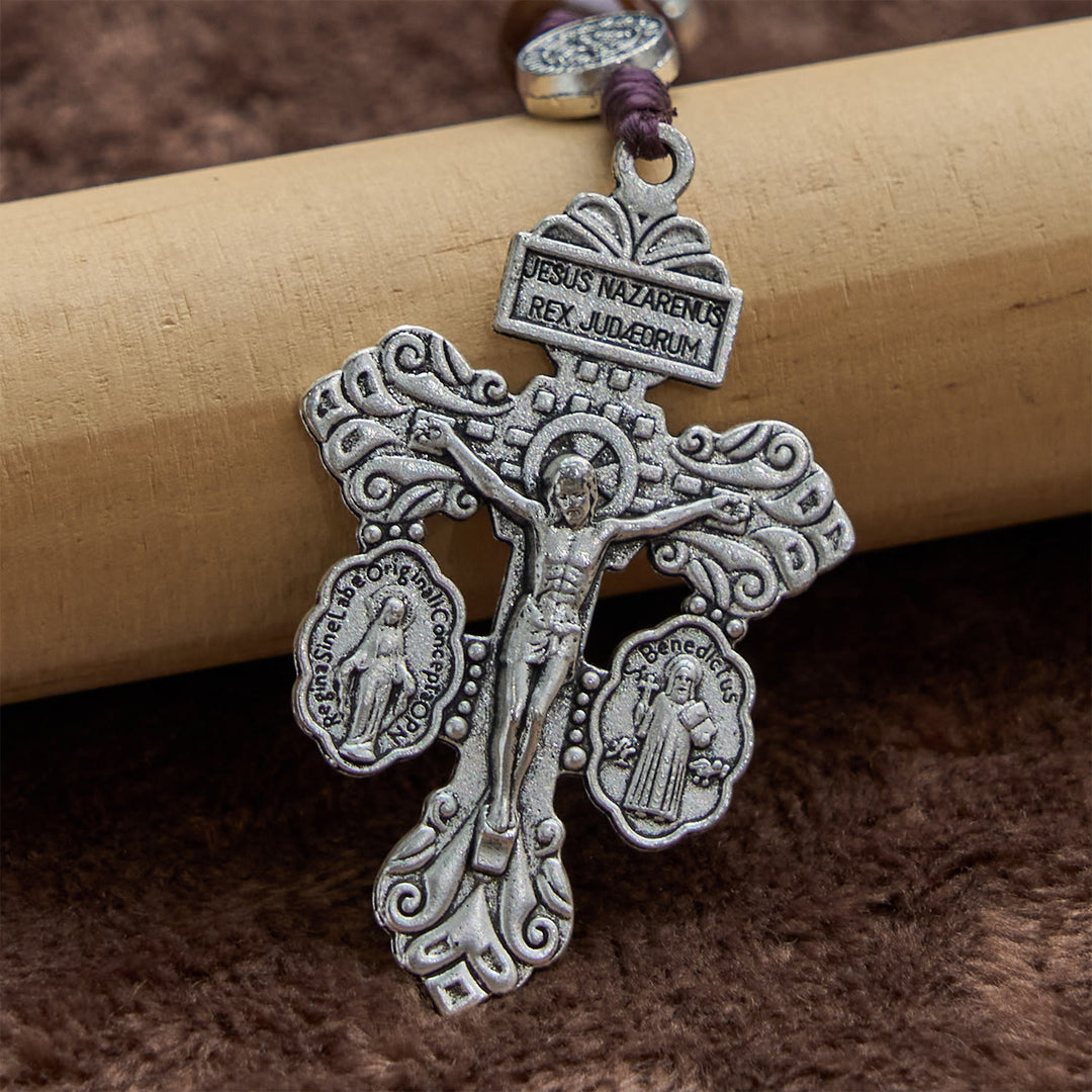 Christianartworkshop Medaglia di San Benedetto Chiesa Perdono Assoluzione Collana di legno Rosario Regalo - image 5