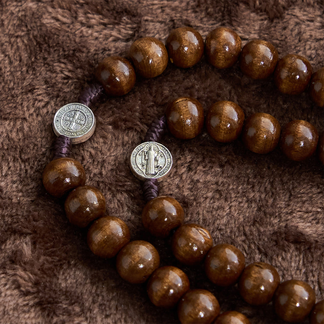 Christianartworkshop Medaglia di San Benedetto Chiesa Perdono Assoluzione Collana di legno Rosario Regalo - image 6
