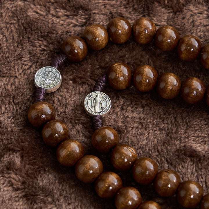 Christianartworkshop Medaglia di San Benedetto Chiesa Perdono Assoluzione Collana di legno Rosario Regalo - image 6