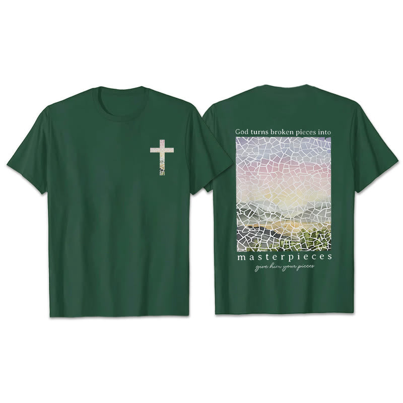 Christianartworkshop Dio trasforma i pezzi rotti in capolavori T-shirt - Verde scuro - 2XL - image 18