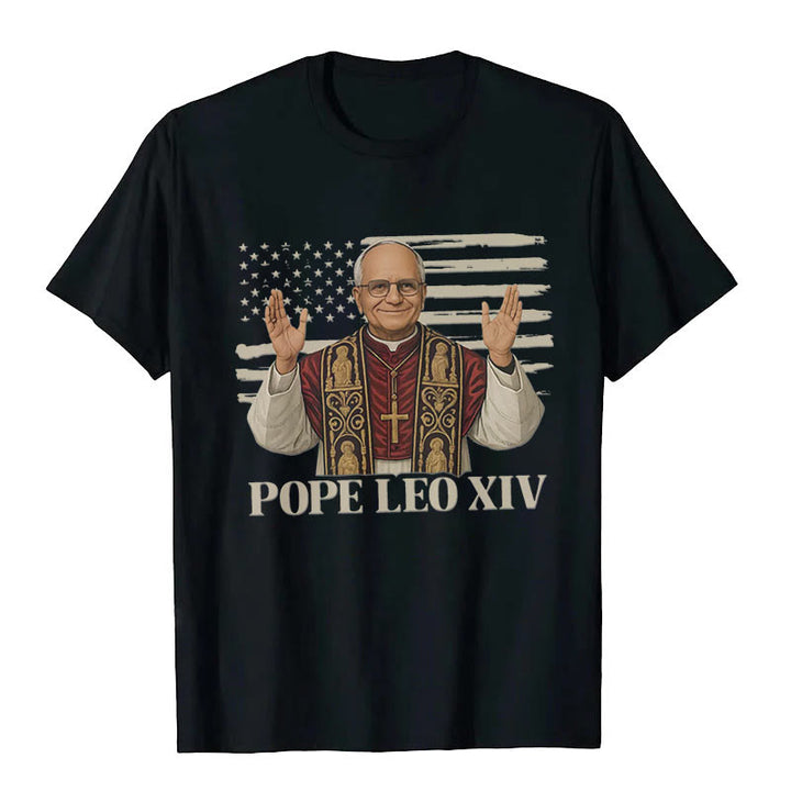 Christianartworkshop Papa Leone XIV con stile patriottico T-shirt unisex - Nero - 2XL - image 0