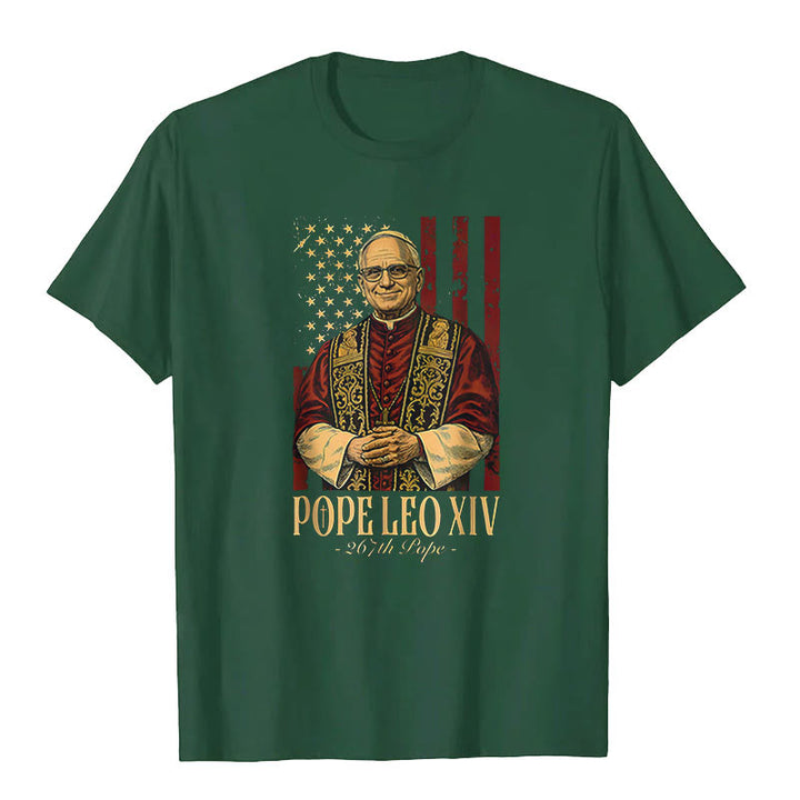 Christianartworkshop Cardinale americano Robert Prevost Papa Leone XIV T-shirt unisex - Verde scuro - 2XL - image 9