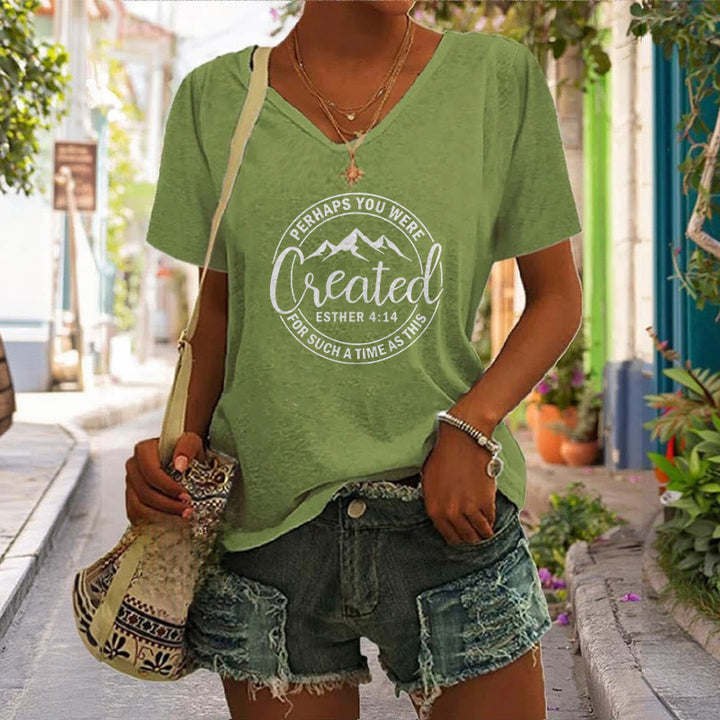 Christianartworkshop Maglietta da donna con scollo a V e stampa "Forse sei stata creata" - image 8