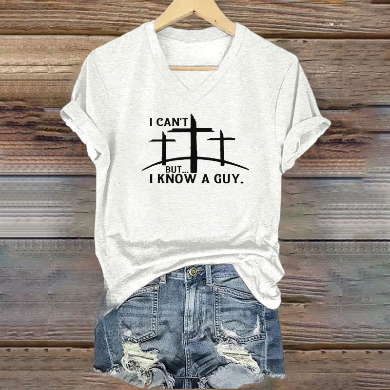 Christianartworkshop I Can't But I Know A Guy - Maglietta con scollo a V - Bianco - 4XL - image 2