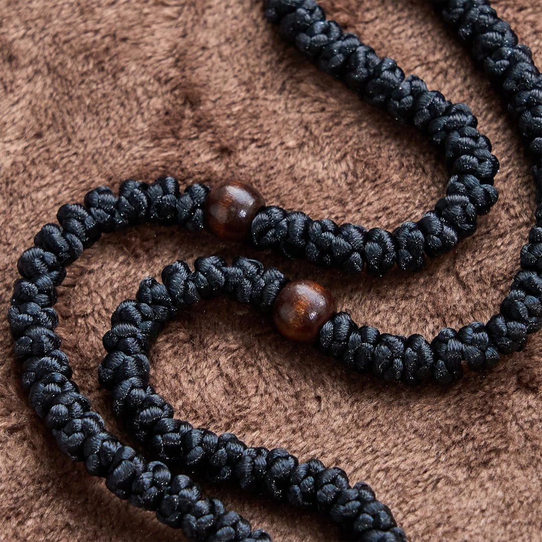 Collana con 100 nodi di benedizione della croce blu e nera Christianartworkshop : simbolo prezioso della benedizione sacra - image 15