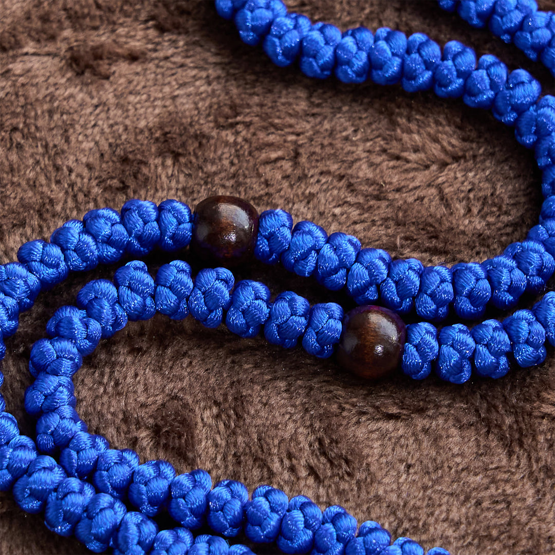 Collana con 100 nodi di benedizione della croce blu e nera Christianartworkshop : simbolo prezioso della benedizione sacra - image 6