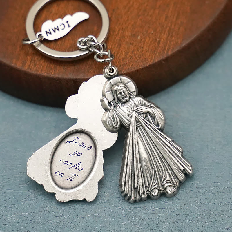 Christianartworkshop Squisito Smalto - Portachiavi intarsiato con Gesù e Divina Misericordia: Promemoria dell'Amore di Dio - Divina Misericordia - image 0