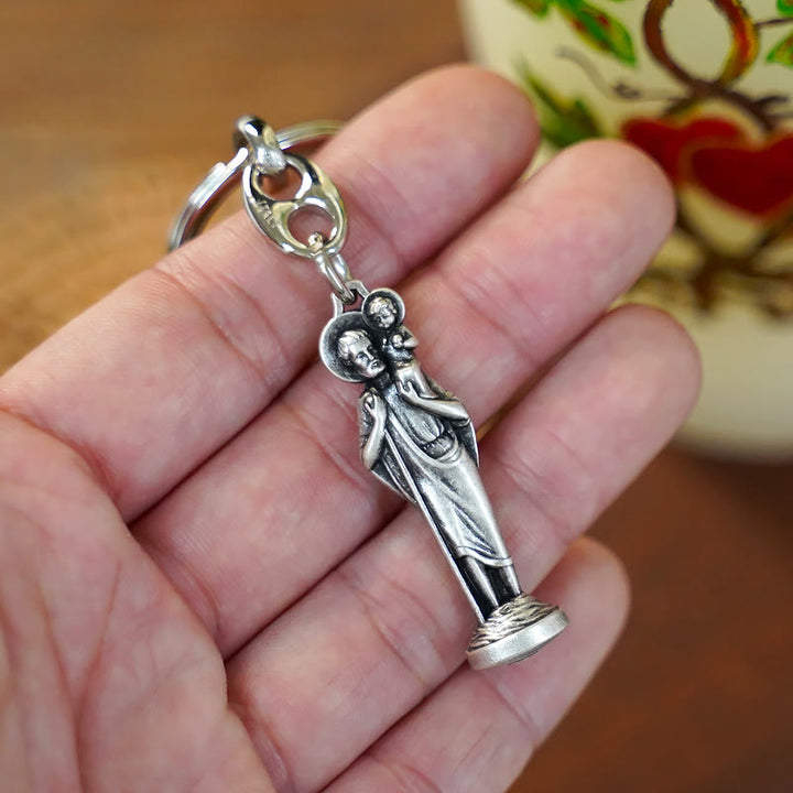 Portachiavi di San Cristoforo in stile retrò lucidato di Christianartworkshop : simbolo della protezione del Santo del viaggiatore - image 3