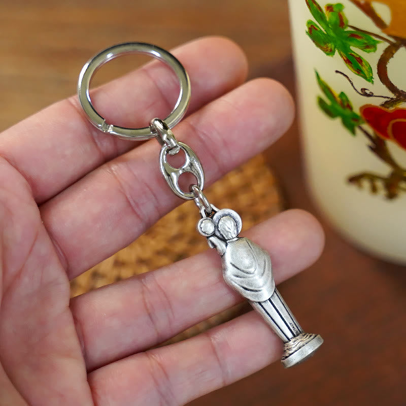 Portachiavi di San Cristoforo in stile retrò lucidato di Christianartworkshop : simbolo della protezione del Santo del viaggiatore - image 5