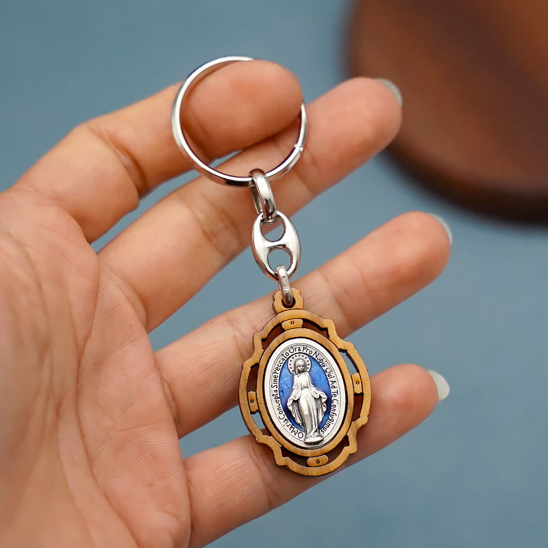 Christianartworkshop Medaglia miracolosa smaltata a doppia faccia e portachiavi della Vergine Maria: simbolo splendente di speranza e restaurazione - image 3