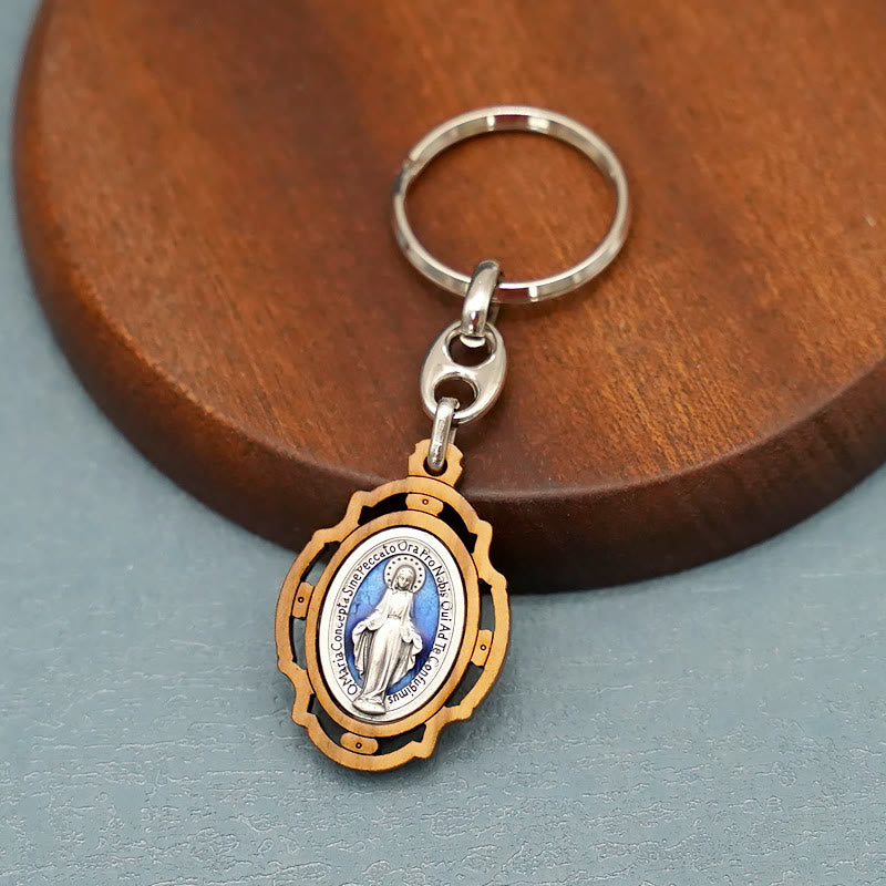 Christianartworkshop Medaglia miracolosa smaltata a doppia faccia e portachiavi della Vergine Maria: simbolo splendente di speranza e restaurazione - Medaglia Miracolosa - image 0
