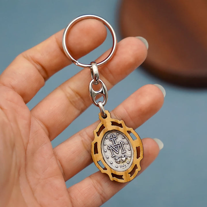 Medaglia miracolosa smaltata bifacciale e portachiavi della Vergine Maria di Christianartworkshop : simbolo splendente di speranza e restaurazione - image 4